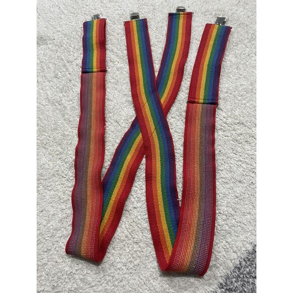 Vintage Suspenders Rainbow Pride 2” Wide Robin Williams Mork & Mindy LGBTQ VTG - Picture 2 of 3